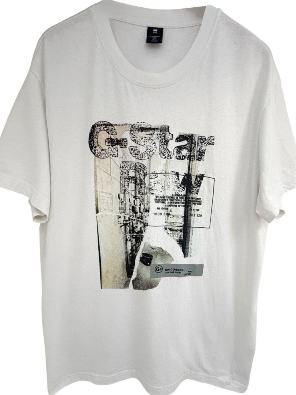 G-Star RAW Men's HQ Print Graphic T-Shirt 2XL White